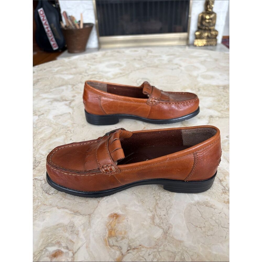 Earth Shoe Gelron 2000 Leather Loafers Buckle & Fringe Detail Classic Comfort - Picture 6 of 13